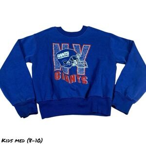 VTG NY Giants Kids Sweatshirt Medium 8–10 Blue Crewneck NFL Football Retro 90s